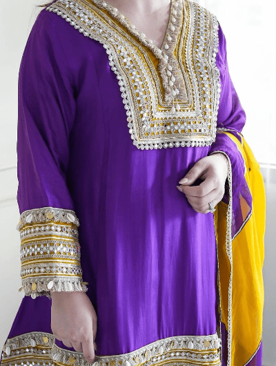 Purple Gold Salwar Suit Dupatta Uk Next Day - BONYHUBSALWAR KAMEEZ