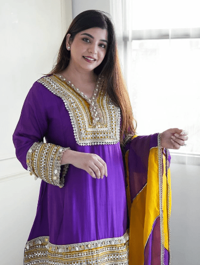 Purple Gold Salwar Suit Dupatta Uk Next Day - BONYHUBSALWAR KAMEEZ