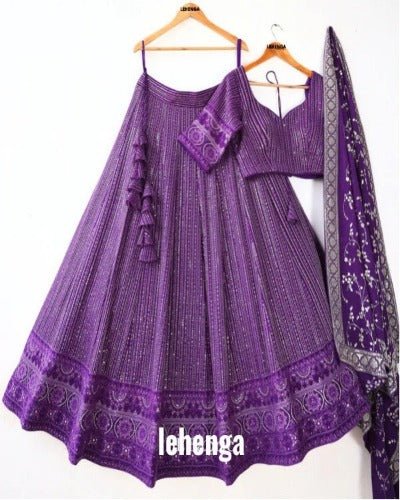 Purple Wedding Wear Designer Lehenga Choli UK Next Day - BONYHUBSALWAR KAMEEZ