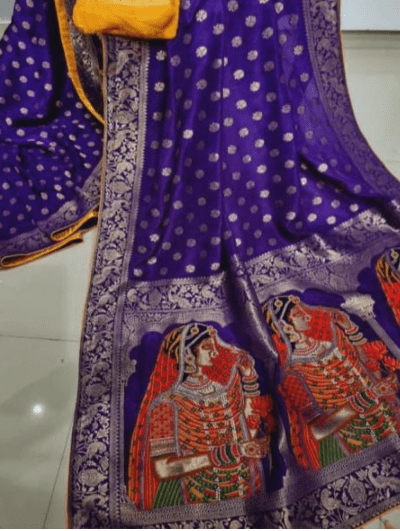 Purple Yellow Soft Silk Saree UK Next Day - BONYHUBSAREE