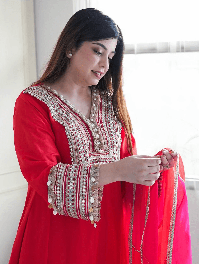 Red Gold Salwar Suit Dupatta Uk Next Day - BONYHUBSALWAR KAMEEZ