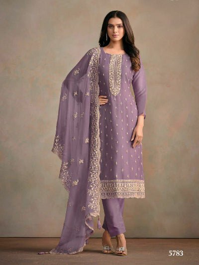 Tahira Lilac Organza Silk Embroidered Salwar Suit Set - BONYHUBSALWAR KAMEEZ