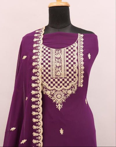 Taraana Crimson Burgandy Georgette Palazzo Suit Set - BONYHUBSALWAR KAMEEZ