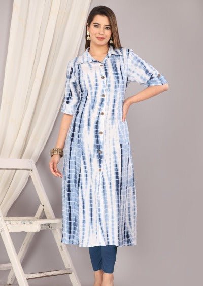 Tie Dye A - Line Cotton Kurti 1Pc - BONYHUBSALWAR KAMEEZ