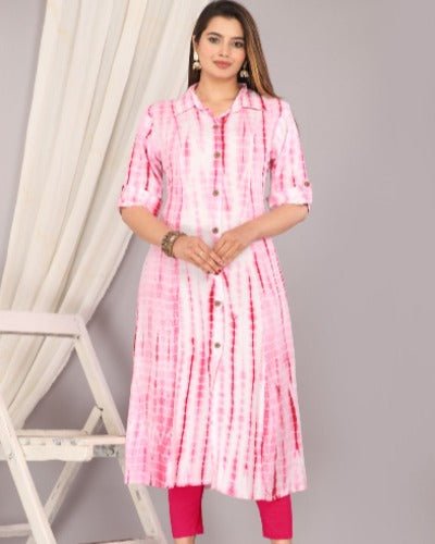 Tie Dye A - Line Cotton Kurti 1Pc - BONYHUBSALWAR KAMEEZ