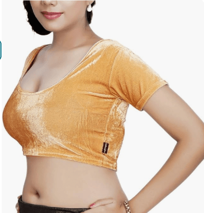 Velvet Gold Designer Stretchable Sari Blouse - BONYHUBblouses