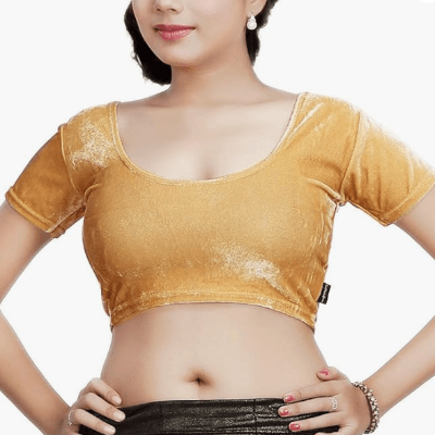 Velvet Gold Designer Stretchable Sari Blouse - BONYHUBblouses