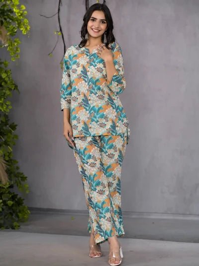Vibrant Garden Muse Cotton Co - ord Set - BONYHUBsalwar suit