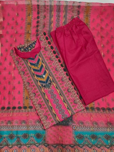 Viha Plus Size Pink Muslin Digital Print Salwar Suit Set - BONYHUBSALWAR KAMEEZ
