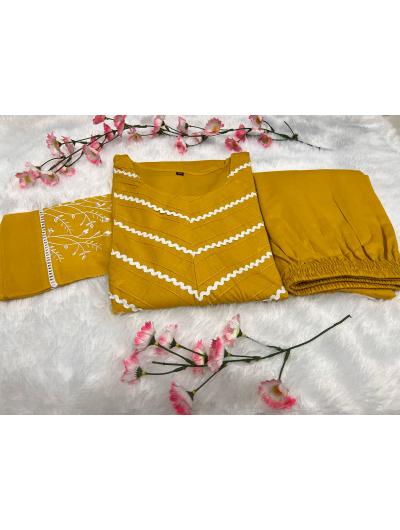 Yellow Cotton Co - ord Set with Kurta Pant (Set of 2) - BONYHUBSALWAR KAMEEZ