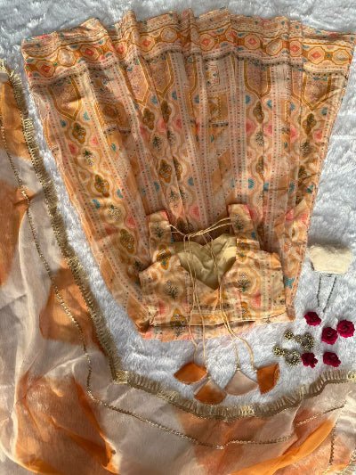 Yellow Gold Printed Organza Silk Flair Anarkali Dupatta Set Of 2 - BONYHUBSALWAR KAMEEZ