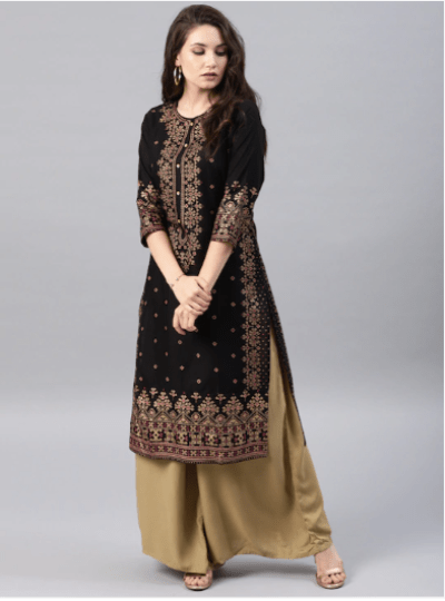 Maroon Golden Printed Plus Size Kurta 1pc UK Next Day - BONYHUBSALWAR KAMEEZ