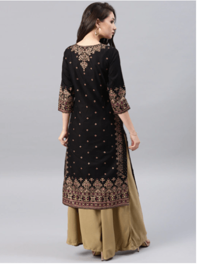 Maroon Golden Printed Plus Size Kurta 1pc UK Next Day - BONYHUBSALWAR KAMEEZ