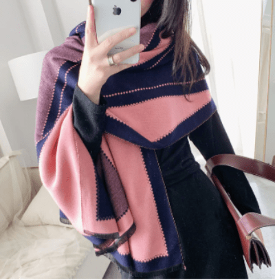 Pink Blue Designer Horse Soft Wool Shawl for Woman - BONYHUBShawls