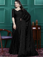 1 Min Black Designer Rangoli Silk Ready To Wear Saree - BONYHUBSAREE
