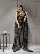 1 Min Black Designers Sequins Stitched Readymade Saree - BONYHUBSAREE