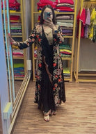 1 Min Black Embroidered Ready to Wear Stitched Saree Blouse & Koti - BONYHUBSAREE