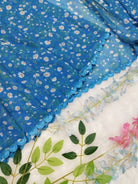 1 Min Blue Floral Georgette Stitched Readymade Saree UK Next Day - BONYHUBSAREE