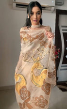 1 Min Chiku Organza Silk Stitched Readymade Saree - BONYHUBSAREE