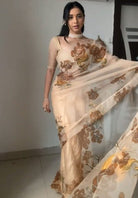 1 Min Chiku Organza Silk Stitched Readymade Saree - BONYHUBSAREE