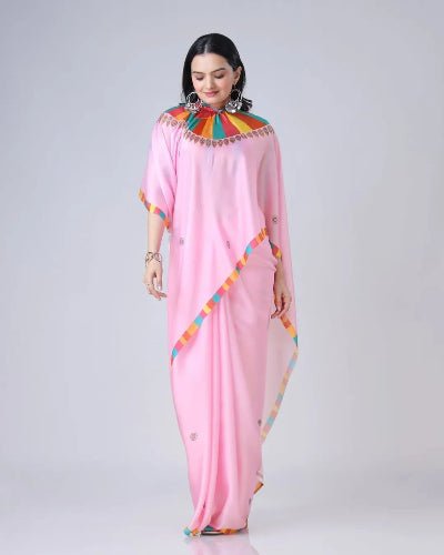 1 Min Free Hand Candy Pink Designer Ready To Wear Saree - BONYHUBSAREE