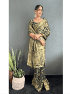1 Min Green Georgette Bandhani Print Stitched Readymade Saree UK Next Day - BONYHUBSAREE