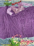 1 Min Lavender Embellished Crush Work Stitched Readymade Saree - BONYHUBSAREE