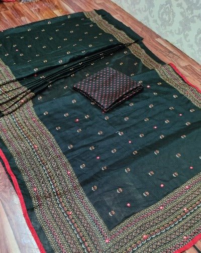 1 Min Linen Jute Silk Stitched Readymade Saree - BONYHUBSAREE