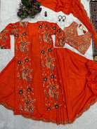 1 Min Orange Embroidered Ready to Wear Stitched Saree Blouse & Koti - BONYHUBSAREE