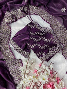 1 Min Organza Silk Stitched Readymade Saree & Stitched Blouse - BONYHUBSAREE