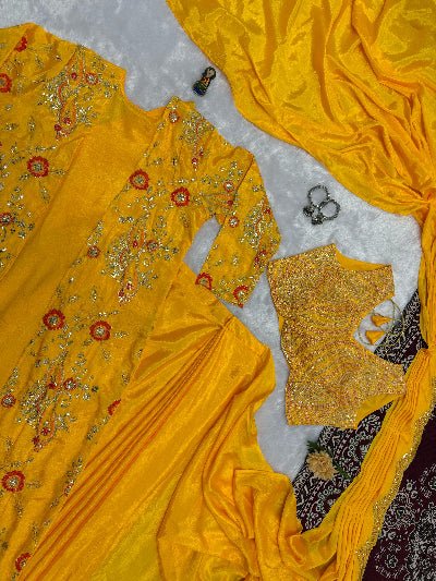 1 Min Red Embroidered Ready to Wear Stitched Saree Blouse & Koti - BONYHUBSAREE