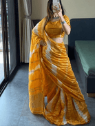 1 Min Saree Ready to Wear Mango Chanderi Silk Sari - BONYHUBSAREE