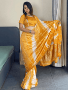 1 Min Saree Ready to Wear Mango Chanderi Silk Sari - BONYHUBSAREE