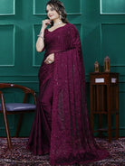 1 Min Wine Designer Rangoli Silk Ready To Wear Saree - BONYHUBSAREE