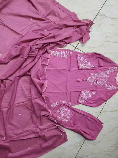 Ethnic Wear Cotton Embroidered Straight Suit Set