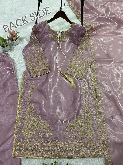 Blush Pink Gold Embroidery Work Straight Suit UK Next Day