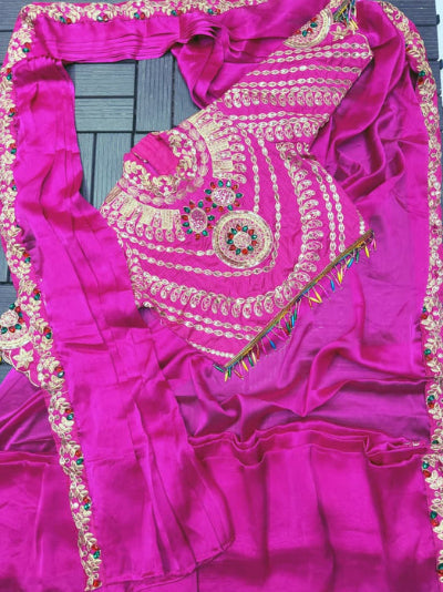 Pink Embroidery Work Ready to Wear Saree with Stitched Designer Blouse UK Next Day