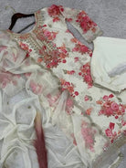 Designer Floral Pure Kundan Organza Mirror Work Salwar Suit - BONYHUBSALWAR KAMEEZ