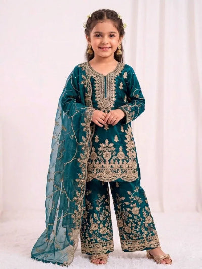 Kids Teal Blue Sharara Palazzo Suit UK Next Day