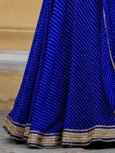 Royal Blue Georgette Lehenga Choli Set with Dupatta