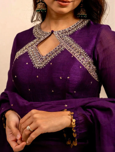 Aarohi Purple Embroidery Work Anarkali Suit