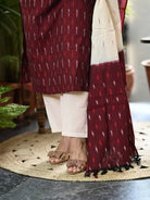 Maroon Handloom Khadi Cotton Straight Suit Set - BONYHUBSALWAR KAMEEZ