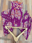 Purple Cotton Printed Handwork Anarkali Suit - BONYHUBSALWAR KAMEEZ
