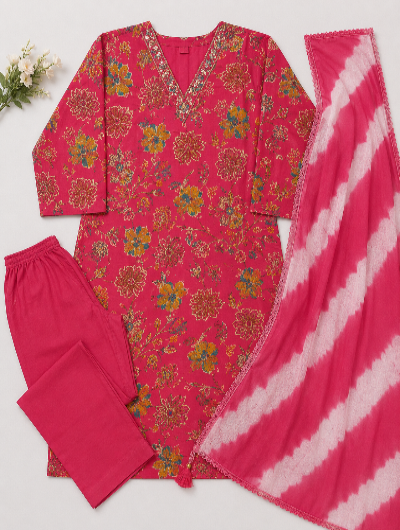 Plus Size Pink Rayon Straight Salwar Suit