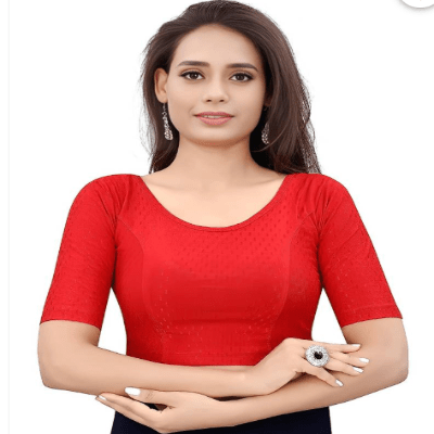 Design Red lycra nonpadded stretchable readymade blouse - BONYHUBblouses