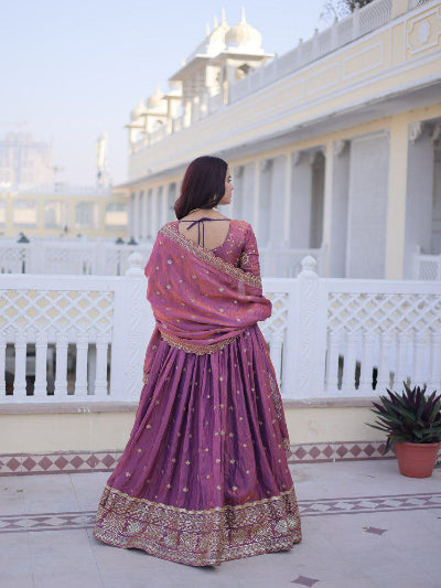 Silk Zari Shimmer Sequin Embroidered Lehenga Choli Set