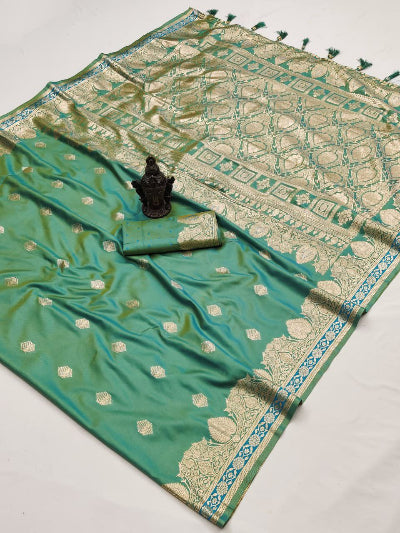 Banarasi silk Indian Wedding Sari with Unstitched Blouse