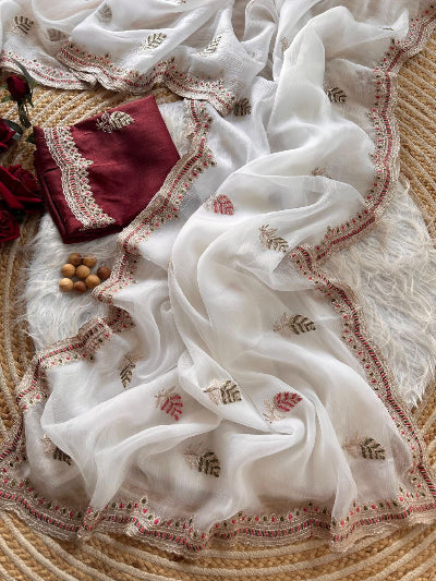 Chiffon Sari with Unstitched Blouse