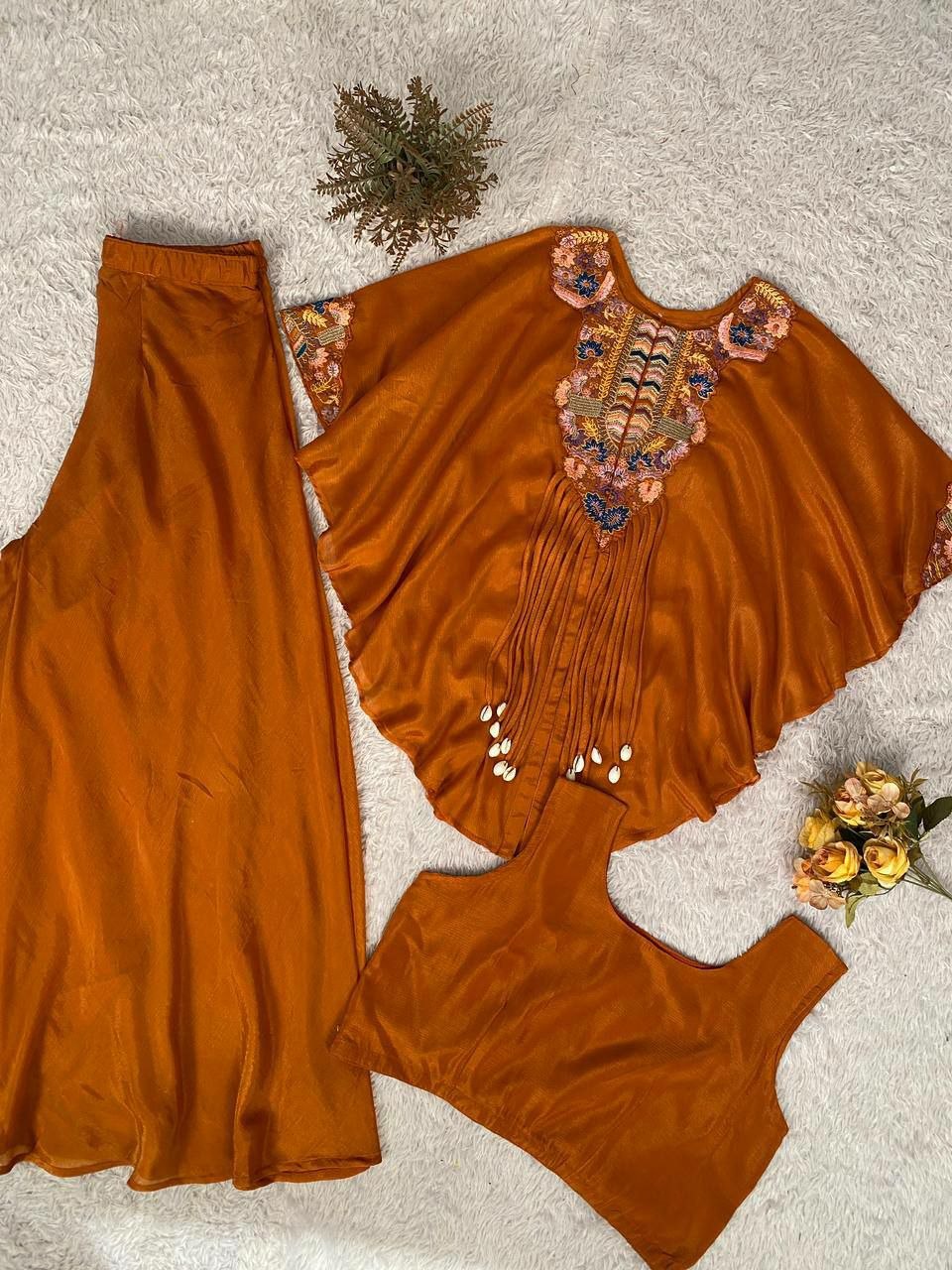 Party Wear Cape Style Kurti Palazzo suit women