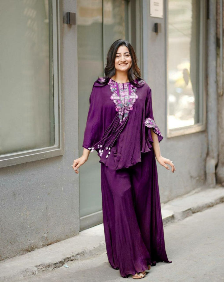 Party Wear Cape Style Kurti Palazzo suit women